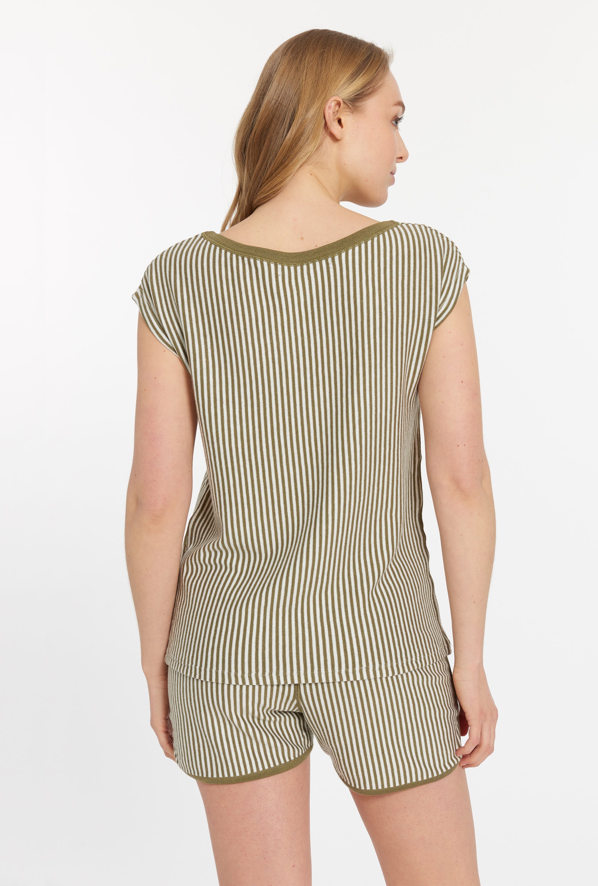 Olive Marshmallow Stripe Cashmere Set,var-22855903608890,var-22855903641658,var-22855903674426,var-22855903707194,var-22855903739962