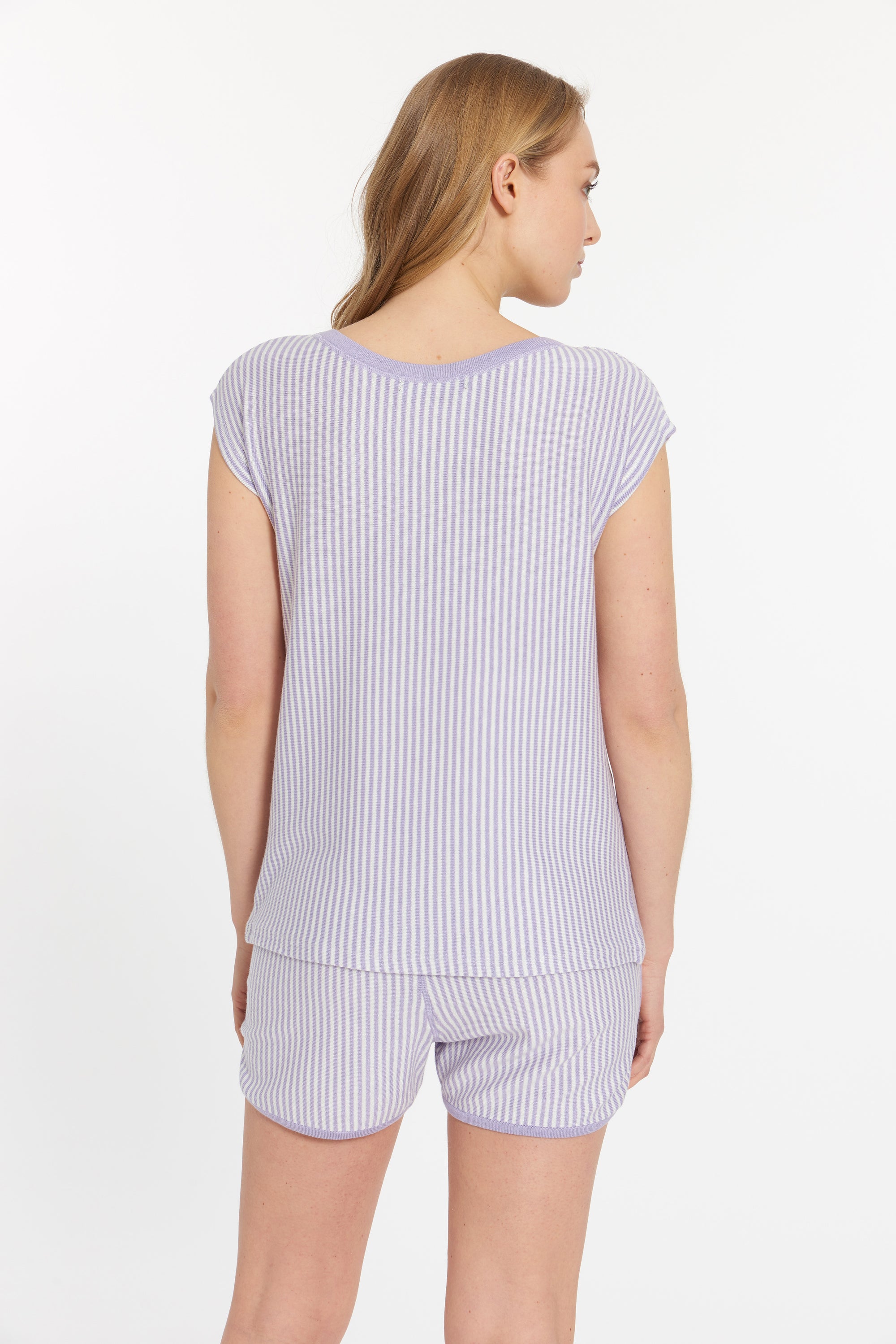 Lilac Marshmallow Stripe Cashmere Set,var-22855864746042,var-22855898333242,var-22855898366010,var-22855898398778,var-22855898431546