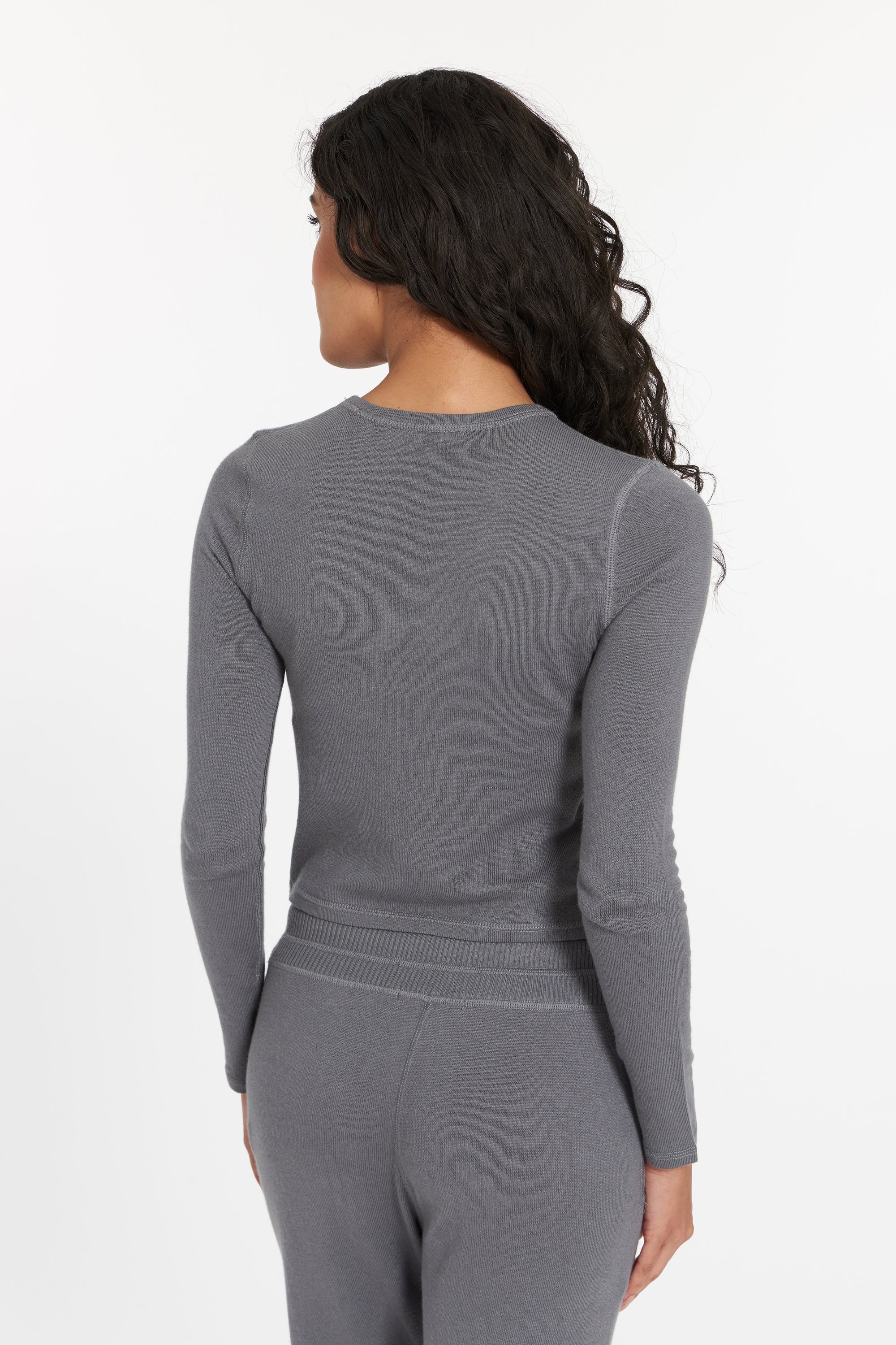 Granite Grey Nevis Cashmere Crop Pullover, var-23498558865466,var-23498558898234,var-23498559160378,var-23498559619130,var-23498559946810