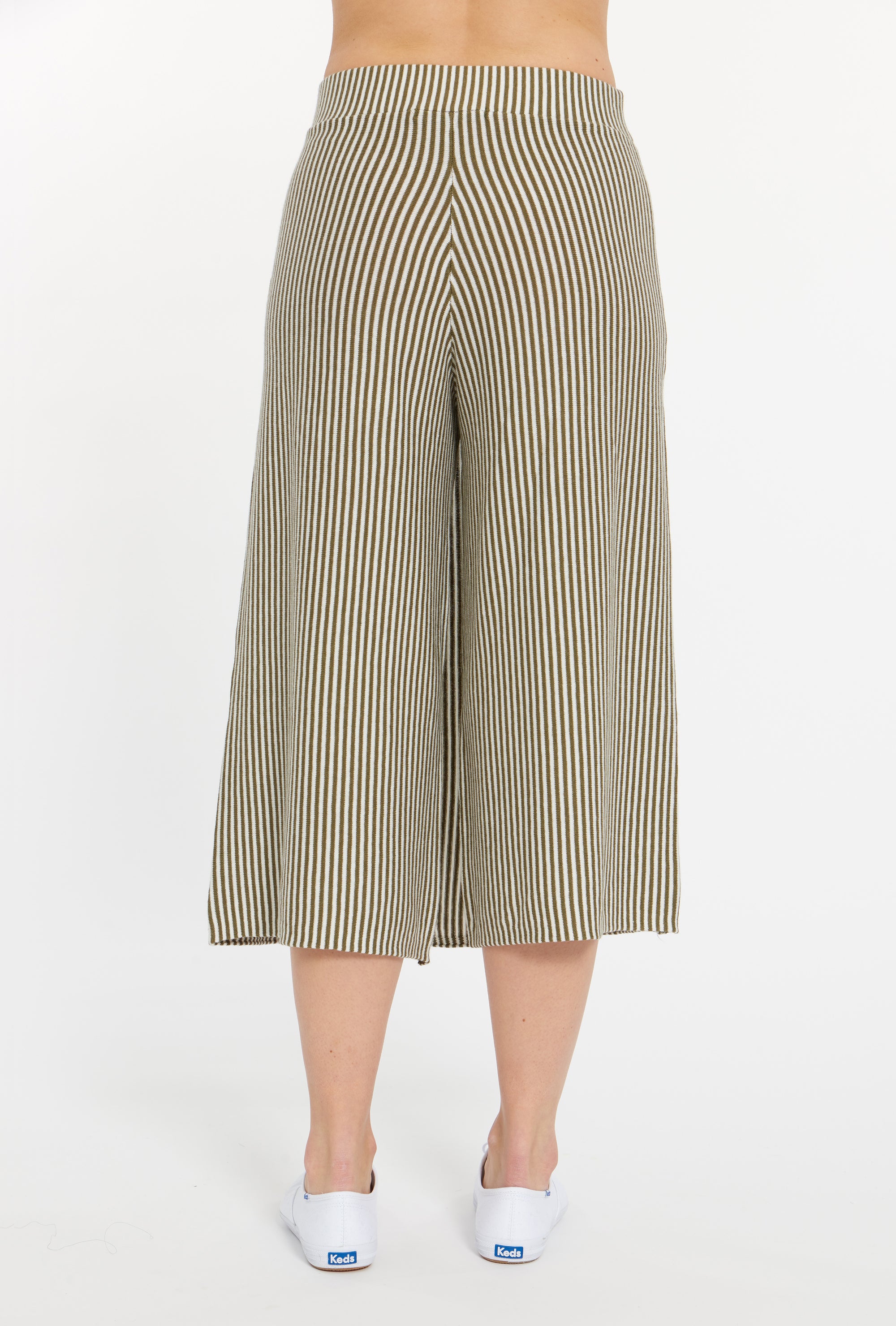 Olive Marshmallow Stripe Cashmere Culotte,var-22927199141946,var-22927199174714,var-22927199240250,var-22927199273018,var-22927199305786