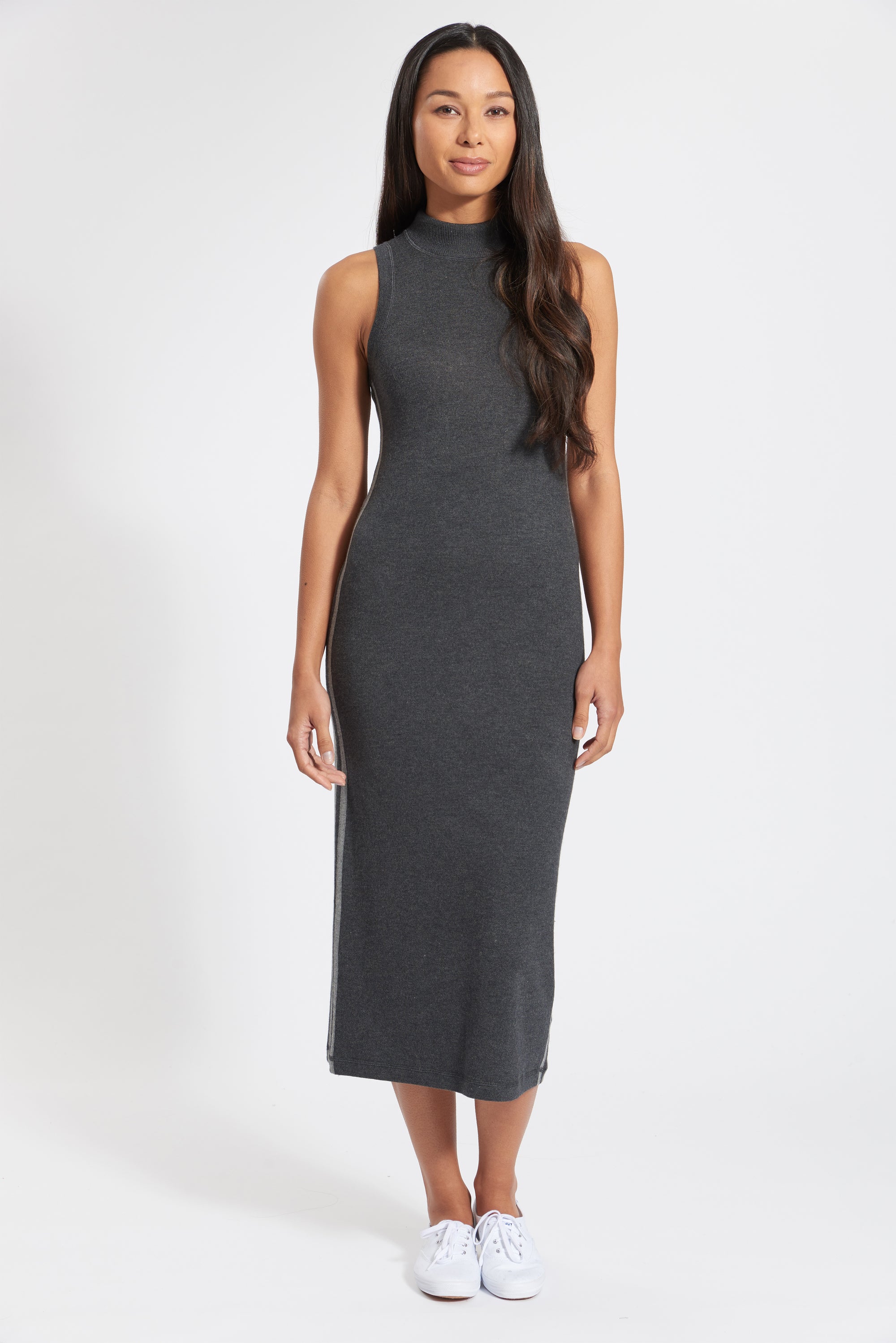 Charcoal Cashmere Barcelona Mock Dress, var-22419153453114,var-22419576127546,var-22419576160314,var-22419576193082,var-22419576225850