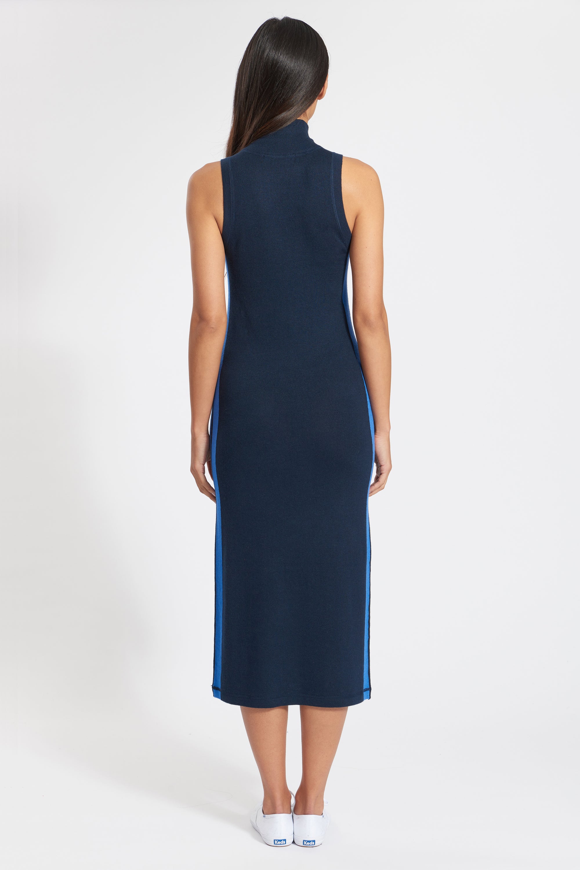 Navy Cashmere Barcelona Mock Dress, var-22419685834810,var-22419685867578,var-22419685933114,var-22419685965882,var-22419685998650